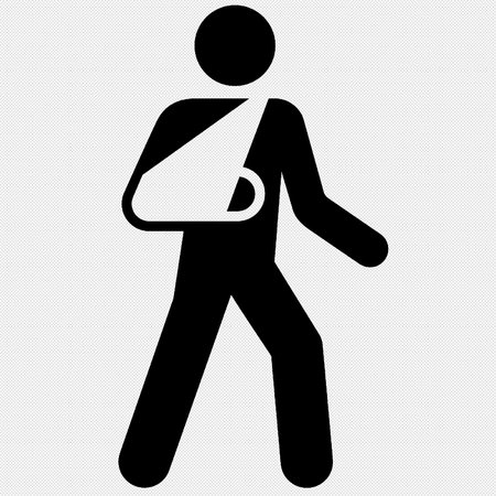 Man with broken arm vector icon. Illustration isolated for graphic and web design.のイラスト素材
