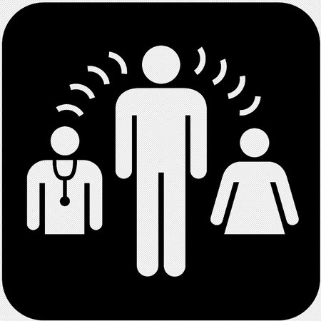 Social distancing sign. Black icon on white background. Vector illustration.のイラスト素材