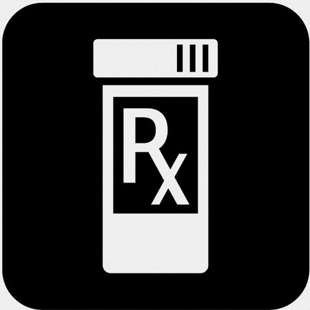 Drug prescription sign. Vector. White icon on a black button.のイラスト素材