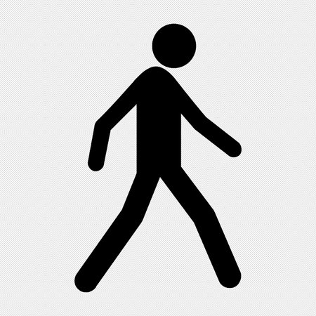 Man walking sign. Vector. Black icon on a gray background.のイラスト素材