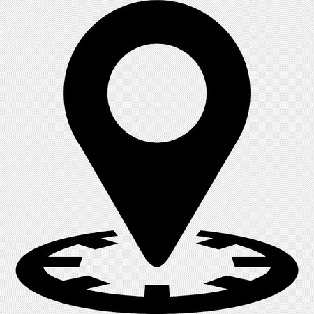 Map pointer icon. Vector illustration. Black symbol on a gray background.のイラスト素材