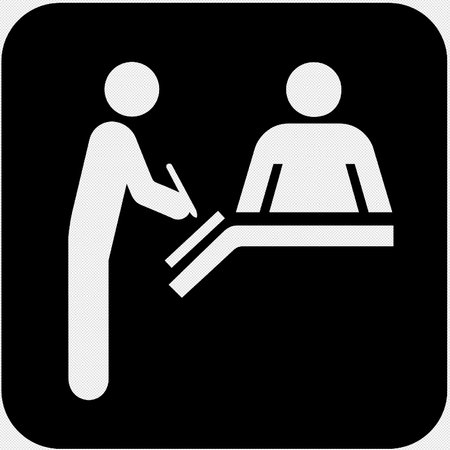 Receptionist icon on black background. Vector illustration, flat design.のイラスト素材