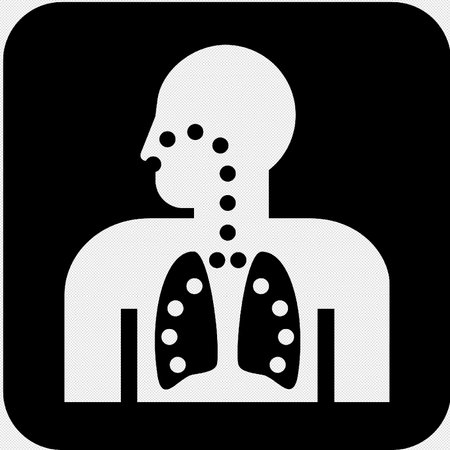 Human bones and lungs vector icon. Black illustration isolated on white background.のイラスト素材