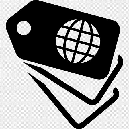 Sale Tag With Globe Icon Isolated on Black Background. Vector Illustrationのイラスト素材