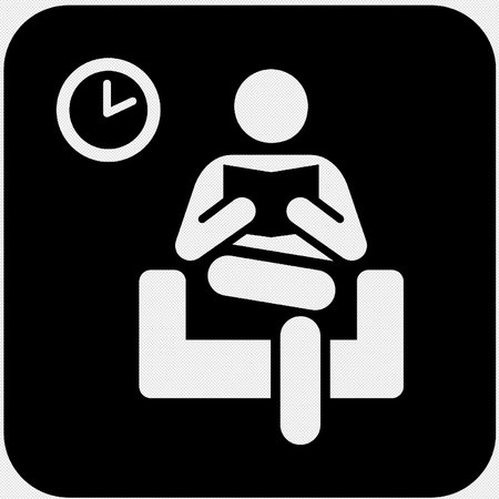 Man reading a book icon on a black background. Vector illustration.のイラスト素材