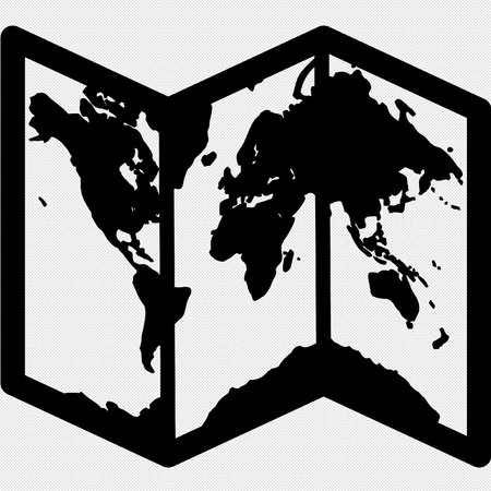 World Map Icon Isolated on a Black Background. Vector Illustrationのイラスト素材