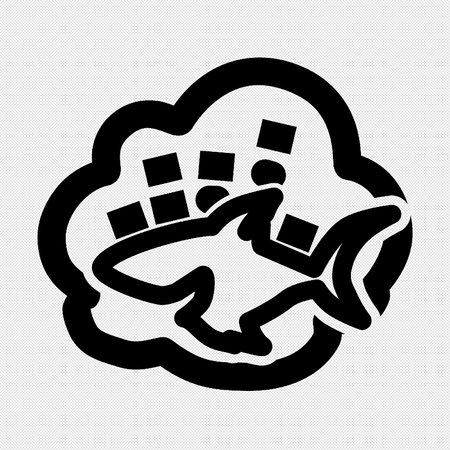 Cloud Computing Icon. Black Contour Design on Black Isolated Backgroundのイラスト素材