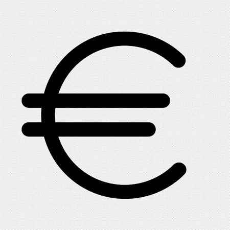 Euro sign illustration. Black icon on a white background with space for your text.のイラスト素材
