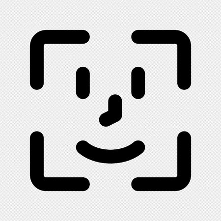 Smiling Face Emoji Icon. Flat style black icon on a gray background.のイラスト素材