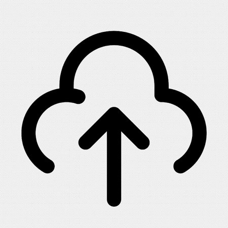 Cloud upload sign. Vector. Black icon on a gray background.のイラスト素材