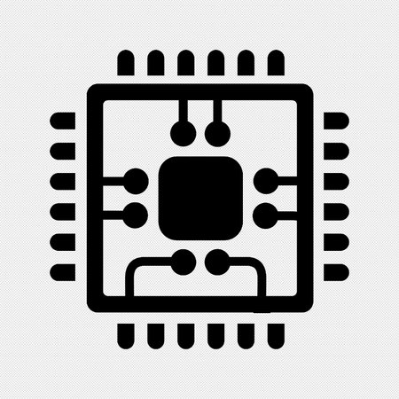 Microprocessor vector icon. Black symbol on a black background. Isolated.のイラスト素材