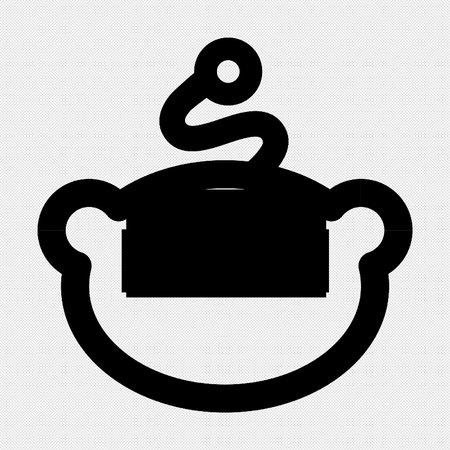 Tea kettle icon on a black background with a shadow. Vector illustrationのイラスト素材