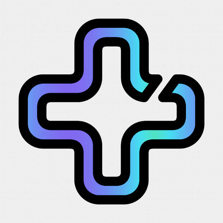 Medical cross sign. Vector. Blue icon on a black background.のイラスト素材