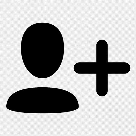 Add User Icon. Flat style black icon on a white background.のイラスト素材