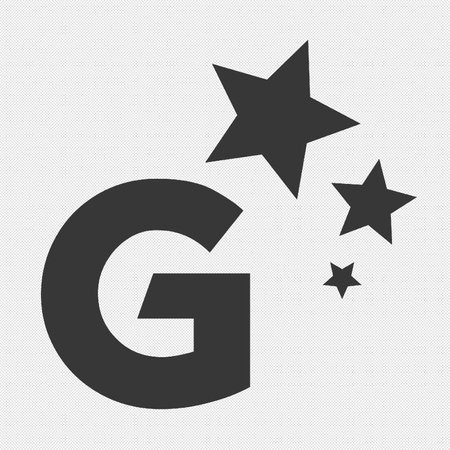 Stars and G letter icon. Flat design style. Made in vector illustrationのイラスト素材