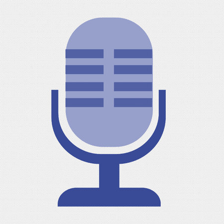 Microphone icon. Flat style. Blue icon on a gray background. Vector illustrationのイラスト素材