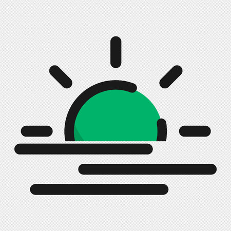 Sunset icon. Vector illustration. Black and green icon on a white background.のイラスト素材