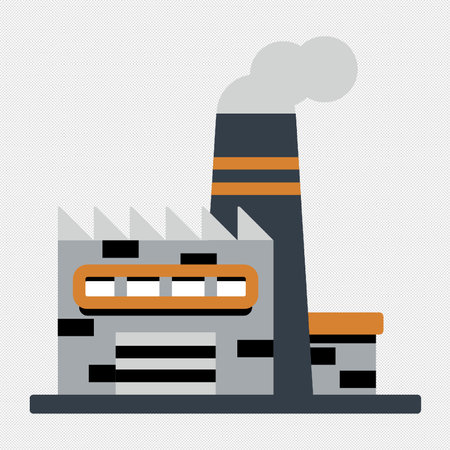Factory icon. Industrial building with chimney. Flat vector illustration.のイラスト素材