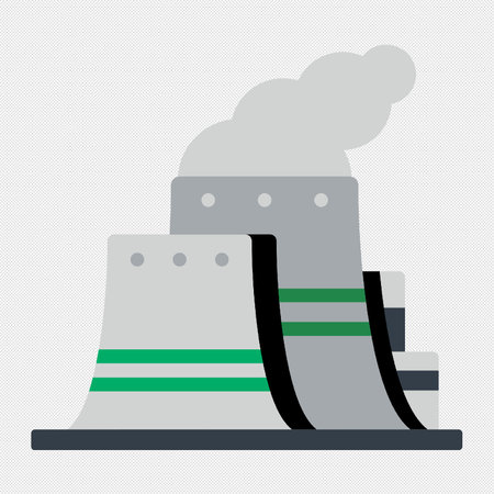 Cooling towers of nuclear power plant. Vector illustration in flat styleのイラスト素材