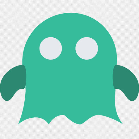 ghost icon. Flat simple design. Green icon on a gray backgroundのイラスト素材
