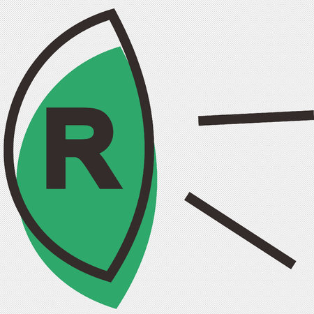 Shield with letter R icon. Simple illustration of shield with letter R vector icon for webのイラスト素材