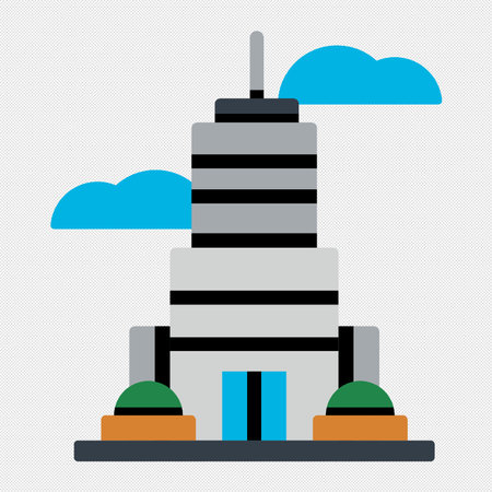 Skyscraper building icon. Flat design style eps 10 vector illustrationのイラスト素材