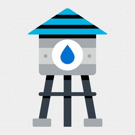 Water well icon on a gray background. Vector illustration, flat design.のイラスト素材