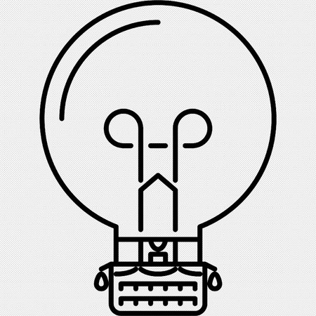 Light Bulb Icon. Black Contour Design. Vector Illustration.のイラスト素材