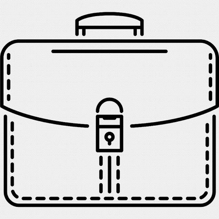 Briefcase with lock vector icon. Black dotted line. Isolated on white background.のイラスト素材