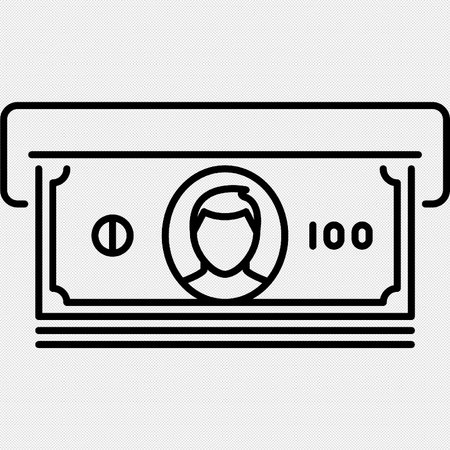 Banknote icon. Vector illustration. Black dotted line icon on a white background.のイラスト素材