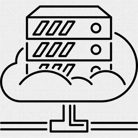 Cloud Hosting vector line icon. Illustration isolated on black background for graphic and web design.のイラスト素材