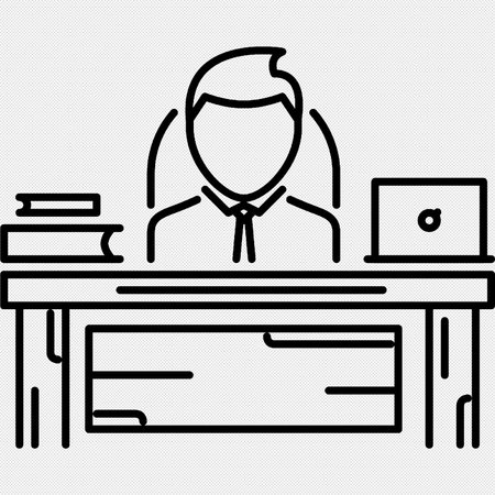 Office Worker Icon. Black Contour Design. Vector Illustration.のイラスト素材