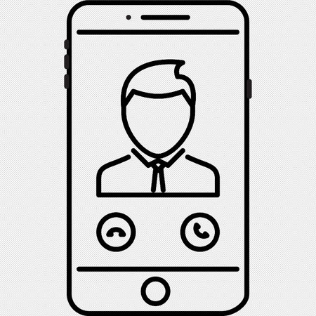Smartphone Businessman Icon Isolated on Black Background. Vector Illustrationのイラスト素材