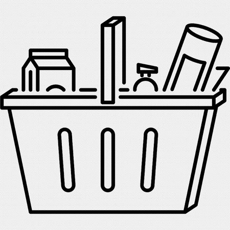 Shopping Basket Icon. Vector Illustration Isolated On Black Backgroundのイラスト素材
