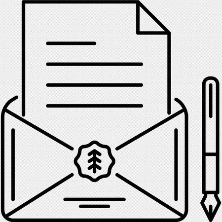 Envelope with stamp and pen vector icon on black dotted backgroundのイラスト素材