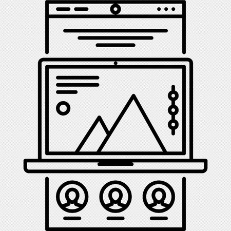 Laptop Icon. Black Contour Design. Vector Illustration.