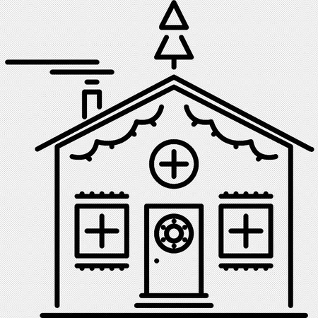 Hospital building vector icon. Black symbol isolated on white background.のイラスト素材