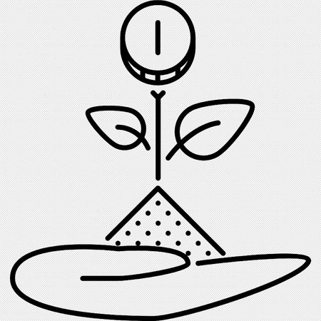 Plant Growing Icon. Vector Illustration Isolated On Black Backgroundのイラスト素材