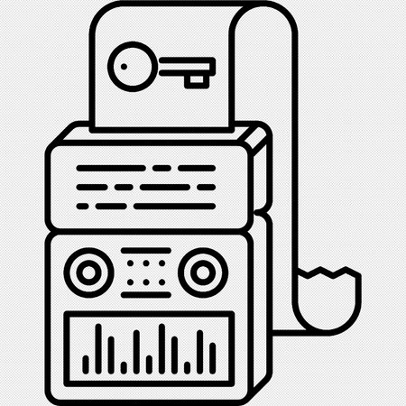 Retro Robot Vector Icon. Black Isolated On White Background.のイラスト素材