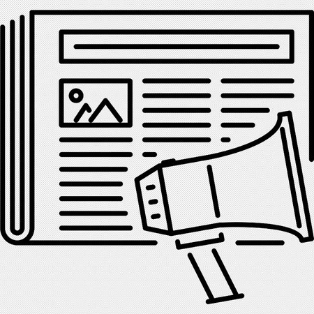 Megaphone, Newspaper, Advertisingeting Icon on a black background. Vector illustrationのイラスト素材