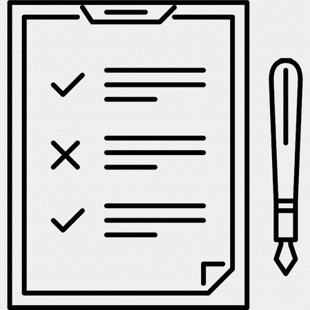 Checklist with Pencil Icon on Black Background. Vector Illustrationのイラスト素材