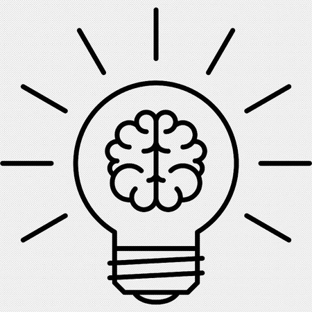 Idea Brain vector icon. Illustration isolated on black background for graphic and web design.のイラスト素材