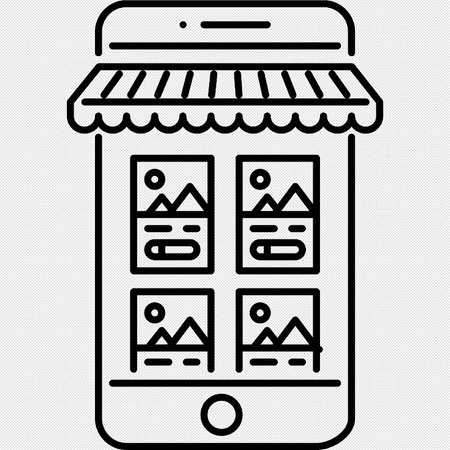 Mobile App Store Icon Isolated on Black Background. Vector Illustration