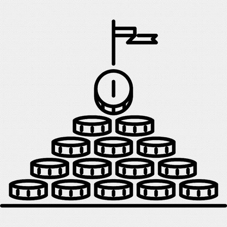 Coins Stack Vector Icon. Black Contour Isolated on White Backgroundのイラスト素材