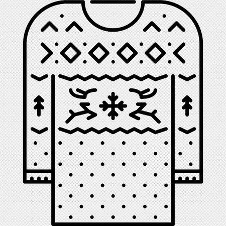 Winter Knitted Sweater Icon Isolated on Black Background. Vector Illustrationのイラスト素材