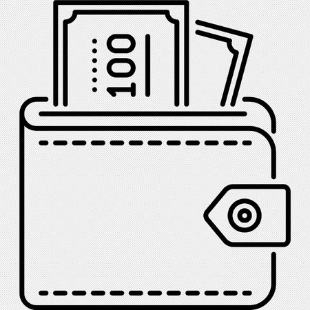 Wallet With Money Icon. Black Stencil Design. Vector Illustration.のイラスト素材