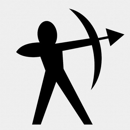 Archery icon or sign. Black dotted vector icon on white background.のイラスト素材