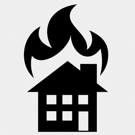 Fire house vector icon. Illustration isolated on black background for graphic and web design.のイラスト素材