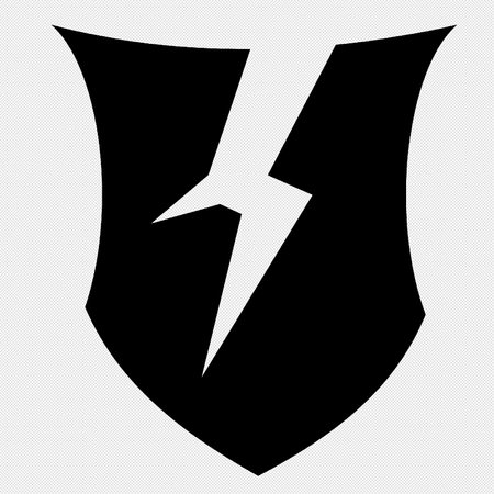 Shield with lightning sign. Black dotted vector icon on white background.のイラスト素材