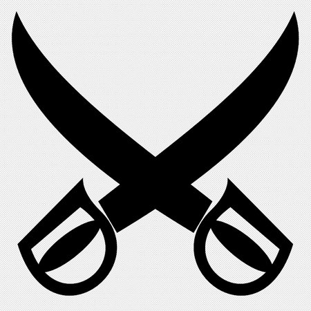 Crossed Swords Icon Isolated on Black Background. Vector Illustrationのイラスト素材